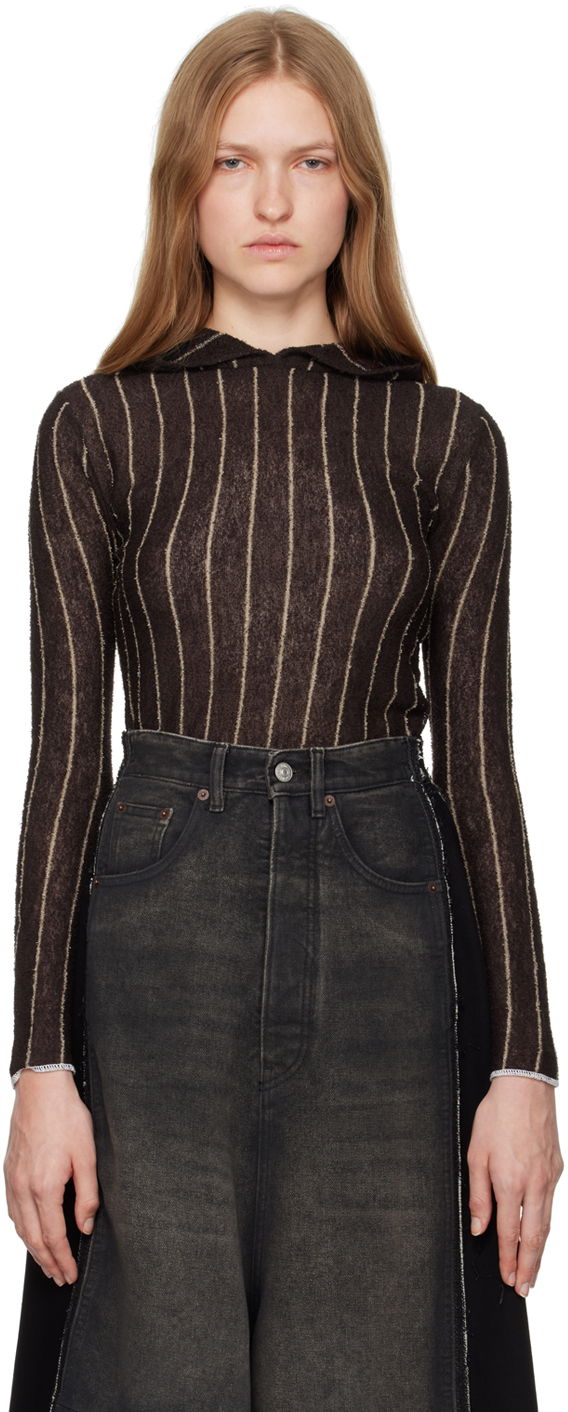 Huppari Maison Margiela Pinstripes Underpinning Hoodie Ruskea | S62HA0090 M13077, 0