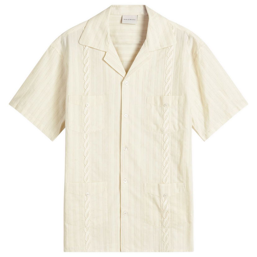 Paita Drôle de Monsieur Drôle de Monsieur Cuban Shirt, Size Large Beige | G-SH212-CO183-EC