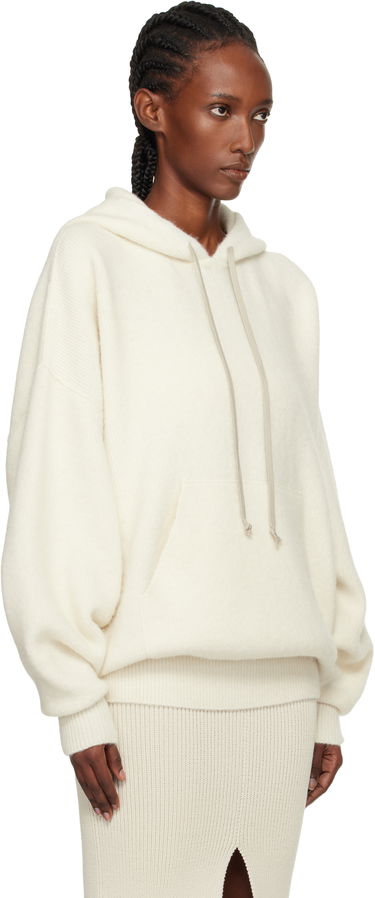 Huppari Rick Owens Concordians Hun Oversized Knitted Hoodie with Kangaroo Pocket Beige | RO02E4660 KWP, 4
