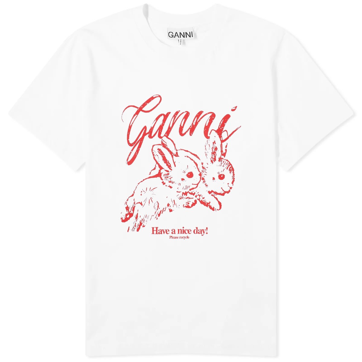 T-paita GANNI GANNI Bunnies Relaxed T-Shirt Valkoinen | T3994-151, 0