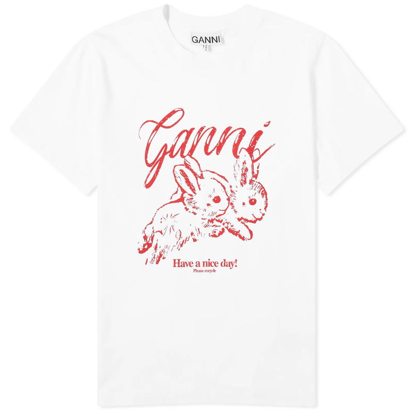 T-paita GANNI GANNI Bunnies Relaxed T-Shirt Valkoinen | T3994-151