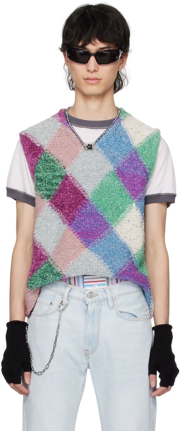 Villapaita ERL ERL Argyle Knit Vest Violetti | ERL08N002