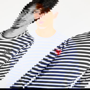 T-paita Comme des Garçons Comme des Garçons PLAY Stripe Emblem Long Sleeve Tee Tummansininen | AX-T806 NAVYxWHITE, 2