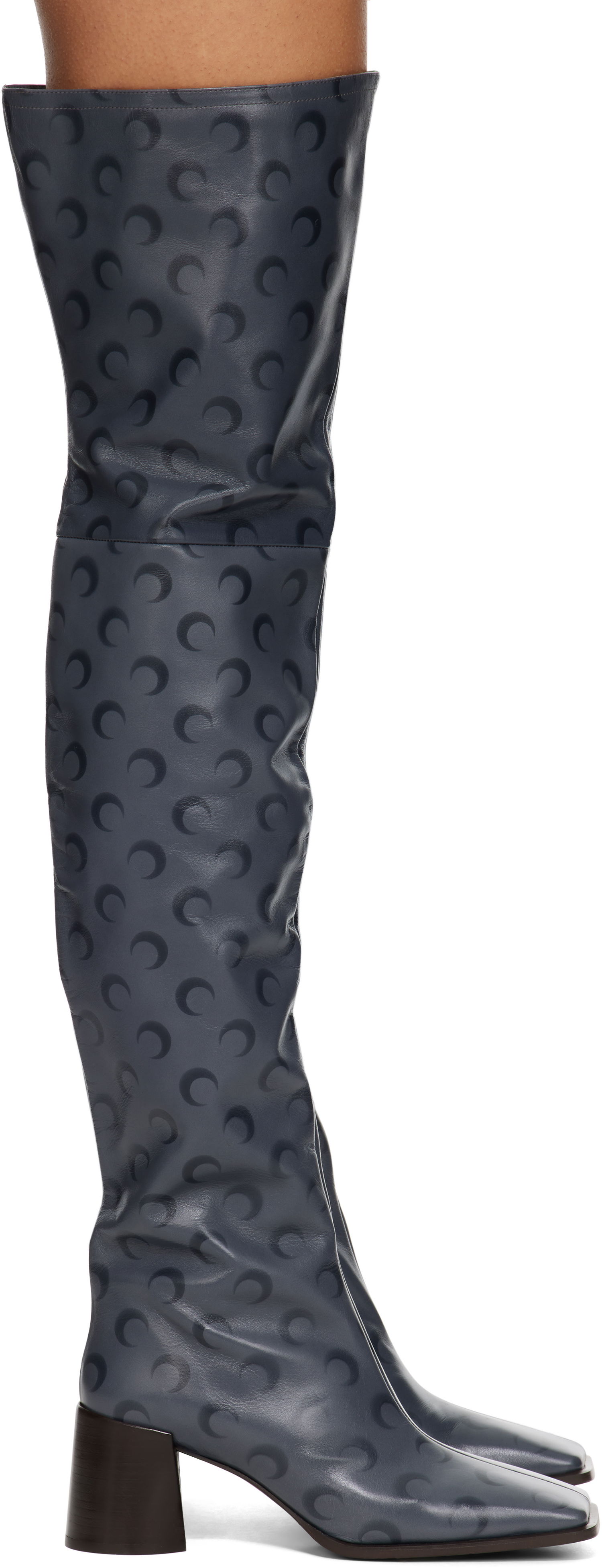 Tennarit ja kengät Marine Serre Airbrushed Leather Block High Boots Sininen | WFW039A, 0