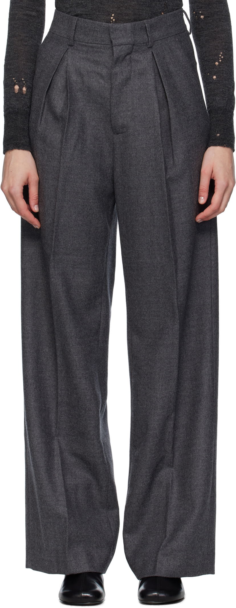 Housut Maison Margiela MM6 Maison Margiela Tailored Wool Trousers Harmaa | S52KA0540 M35466