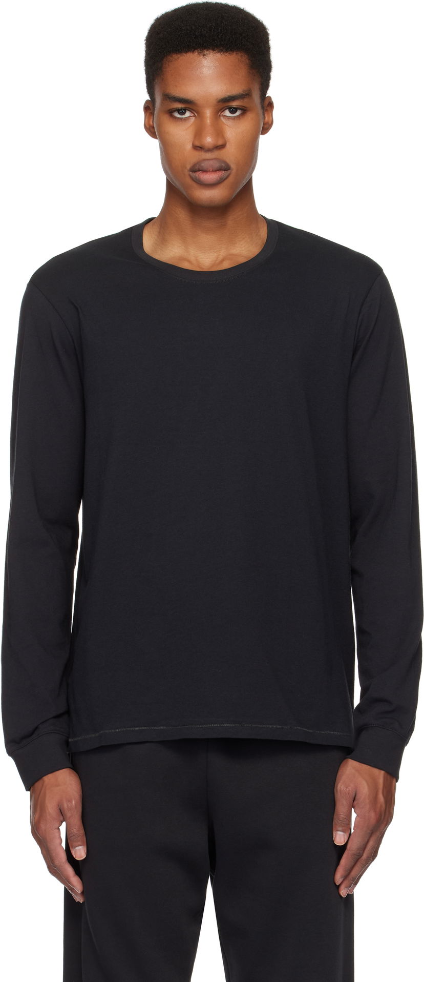 T-paita SKIMS Cotton Classic Long Sleeve T-Shirt Musta | LS-LST-6350M