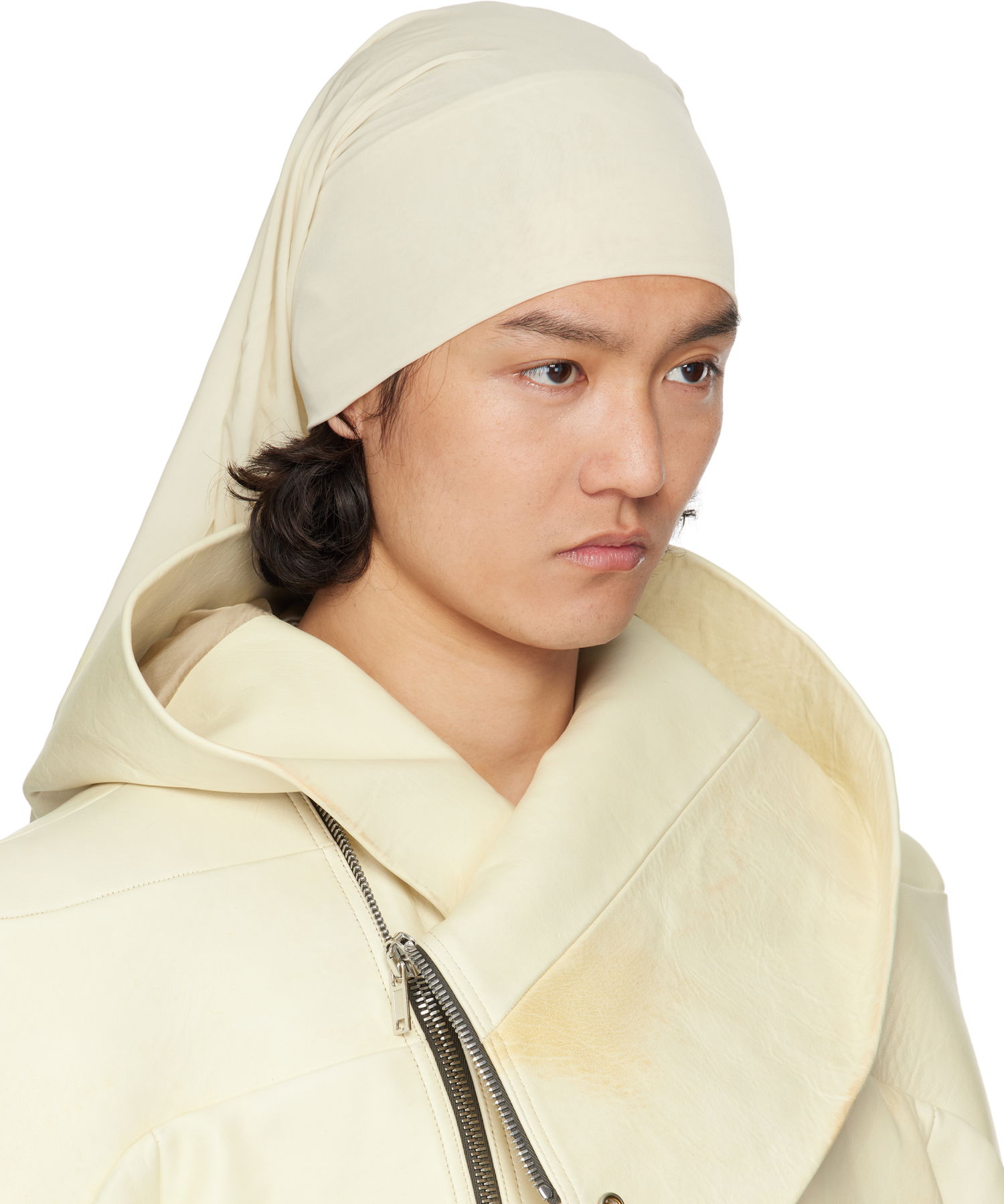 Hattu Rick Owens Rick Owens Hollywood Stretch Cupro Jersey Wig Hat Beige | RR01E5453 BZ, 1