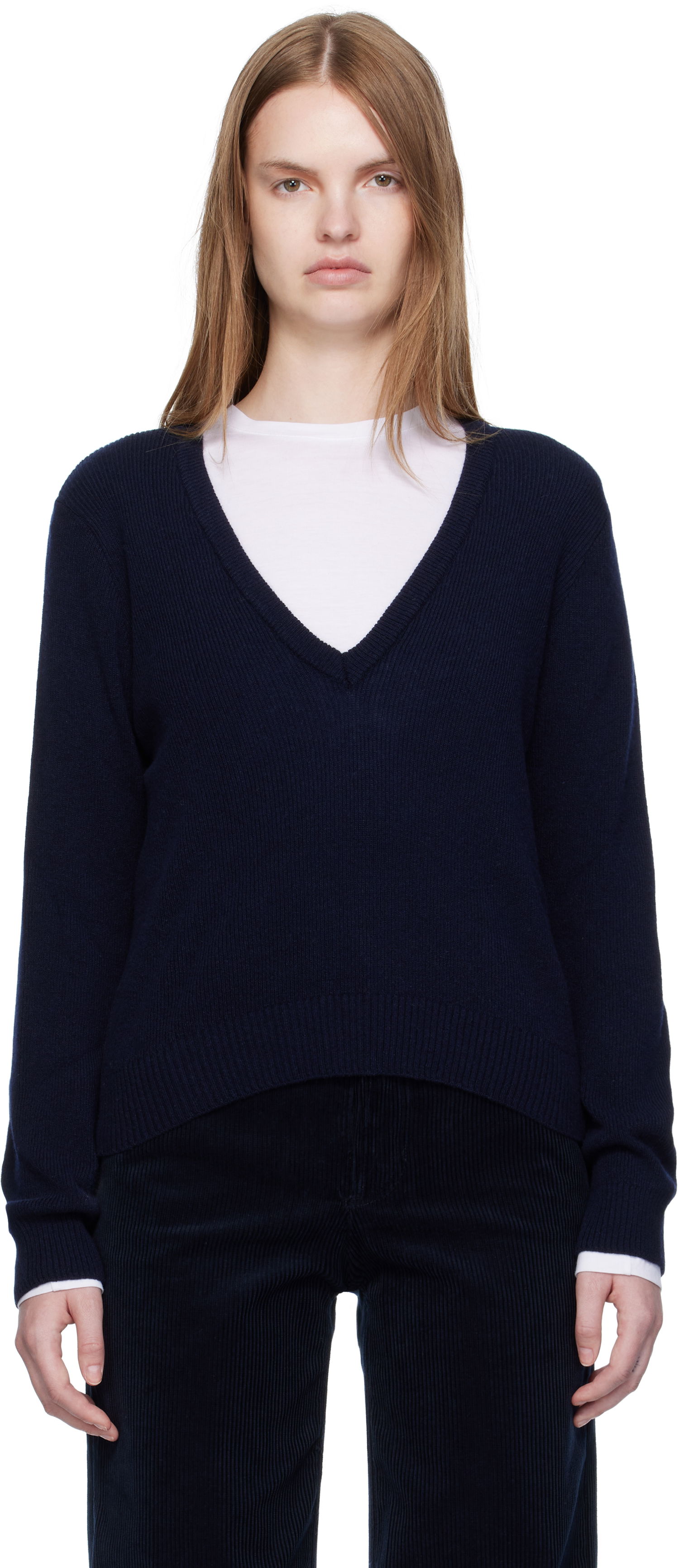 Villapaita A.P.C. A.P.C. Anae V-Neck Sweater Tummansininen | WOASA-F23429, 0