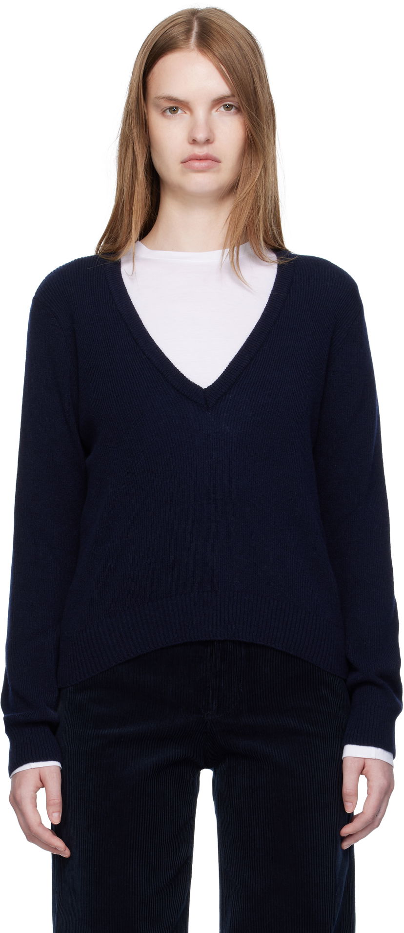 Villapaita A.P.C. A.P.C. Anae V-Neck Sweater Tummansininen | WOASA-F23429
