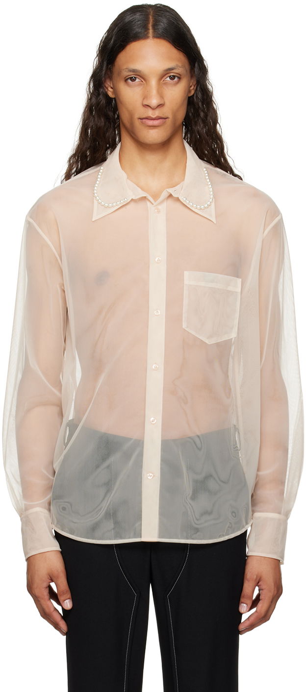 Paita Simone Rocha Simone Rocha Pearl Organza Shirt Beige | 5289B 0069