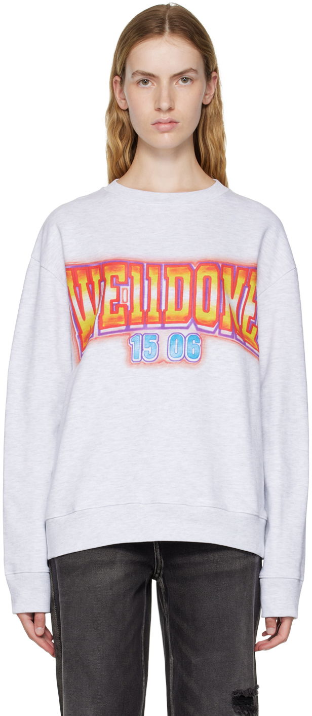 Villapaita We11done We11done Crewneck Sweatshirt with Graphic Print Harmaa | WD-TS3-22-765-U-GY