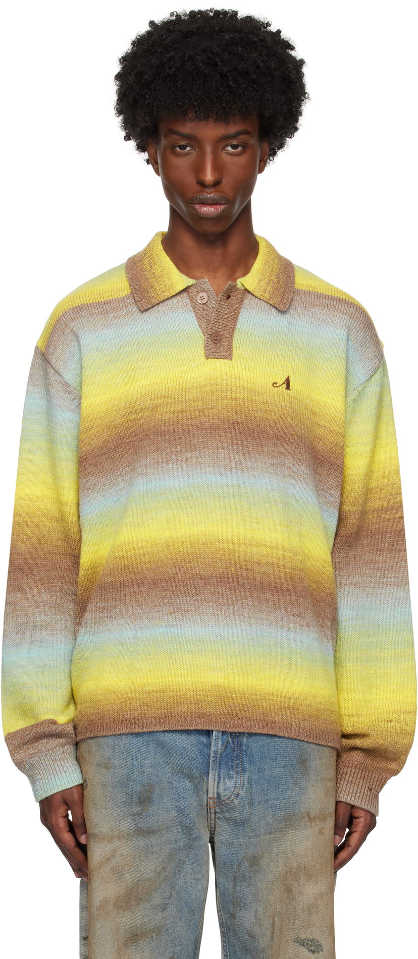 Poolopaita Awake NY Ombre Collared Polo Monivärinen | AWK-FW24-KN002