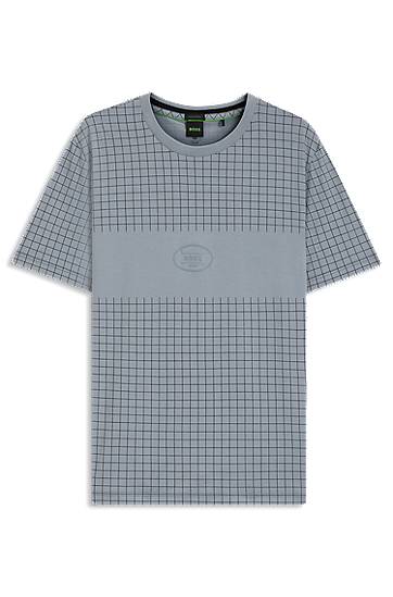 T-paita BOSS Pima Cotton T-Shirt with Check Print Sininen | 50543806