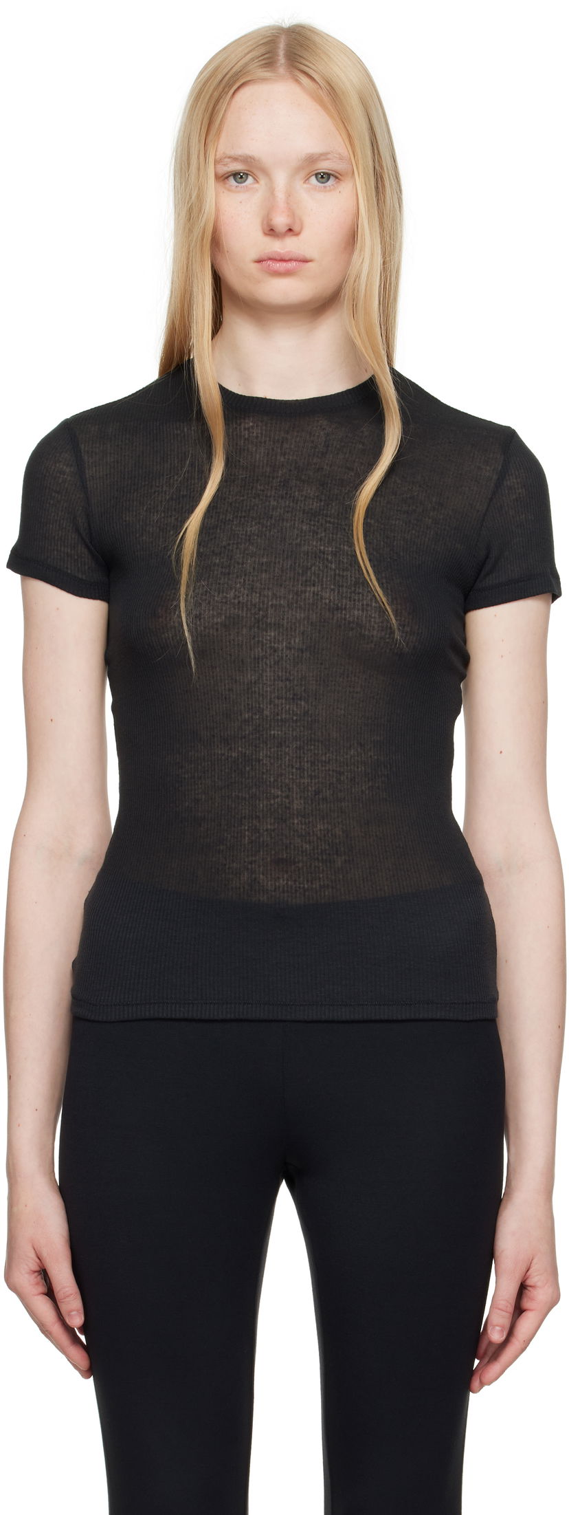 T-paita SKIMS SKIMS Sheer Cotton T-Shirt Musta | SS-STT-8234W