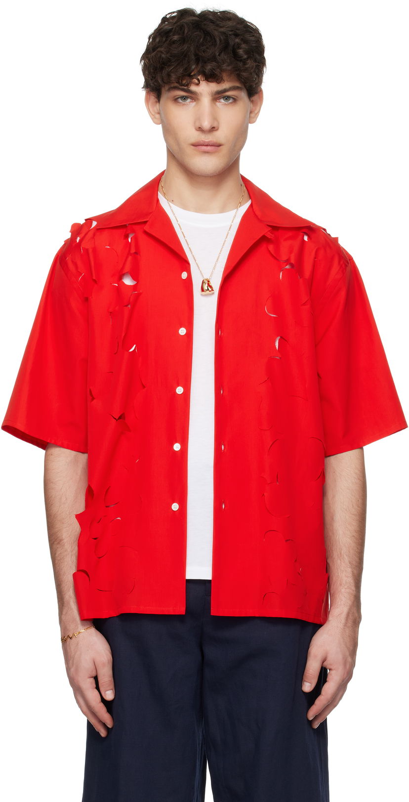 Paita Marni Marni Cut Out Bowling Shirt Punainen | CUMU0342S0 USR013