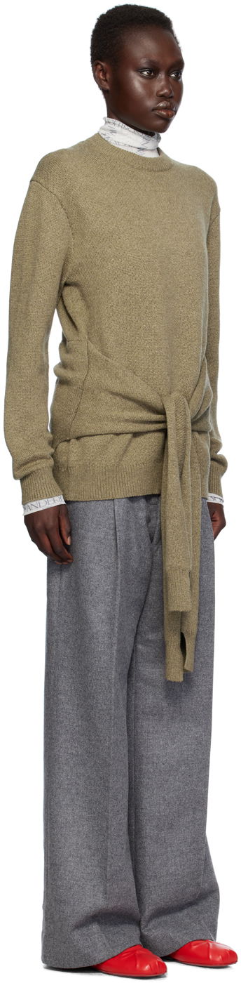 Villapaita JW Anderson JW Anderson Draped Tie-Front Sweater Ruskea | KW1263-YN0384, 4