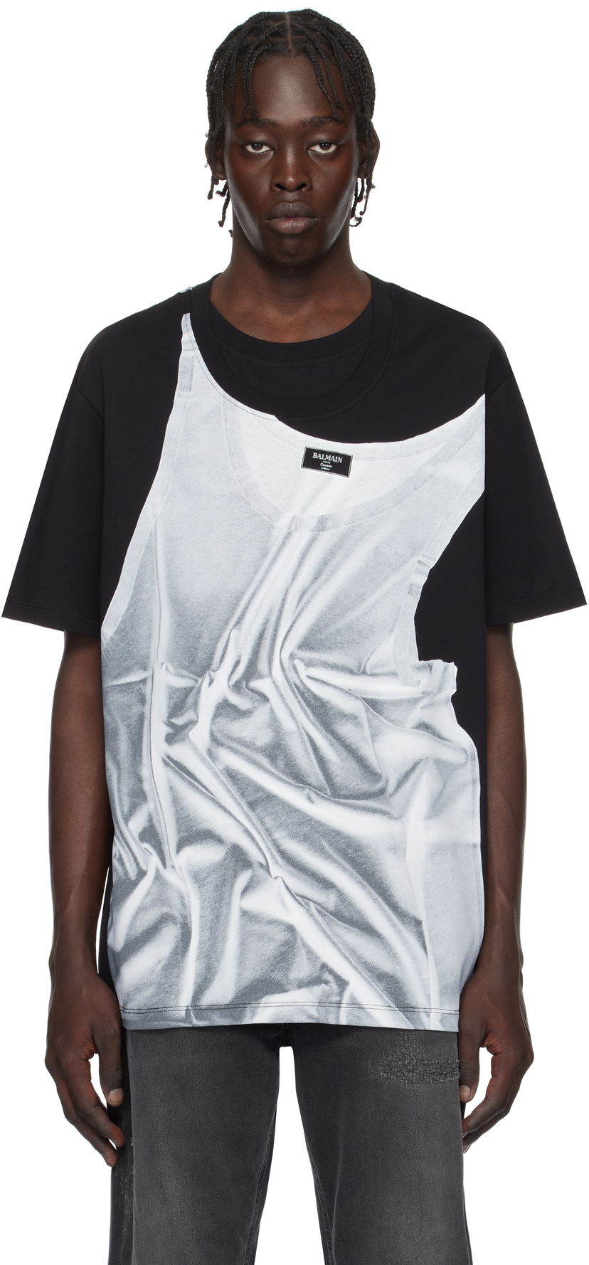 T-paita Balmain Tank Top Print T-Shirt Musta | EH1EG028GE37
