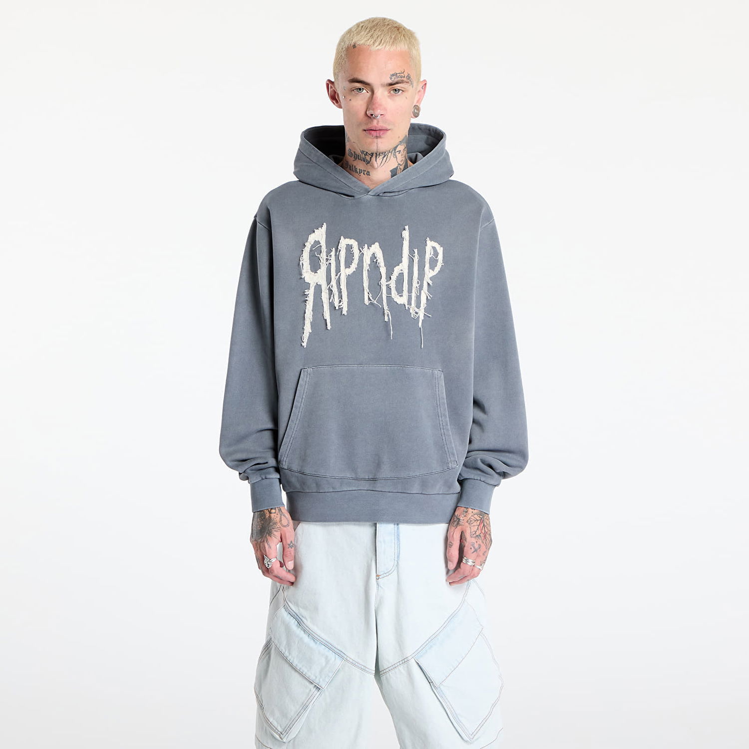 Huppari RIPNDIP RIPNDIP Insano Distressed Hoodie Harmaa | RNDSUM25109, 0