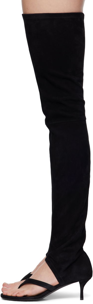 Vaatteet Alaïa ALAÏA Stretch Suede Tall Thong Boots Musta | AA3O057CK311, 2