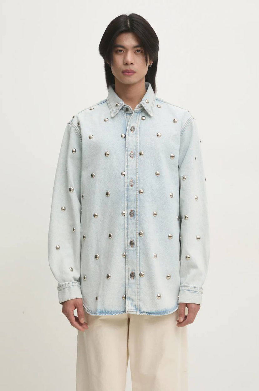 Paita Fiorucci Fiorucci Relaxed Studded Denim Shirt Sininen | U01FMDSI074DN01DN08