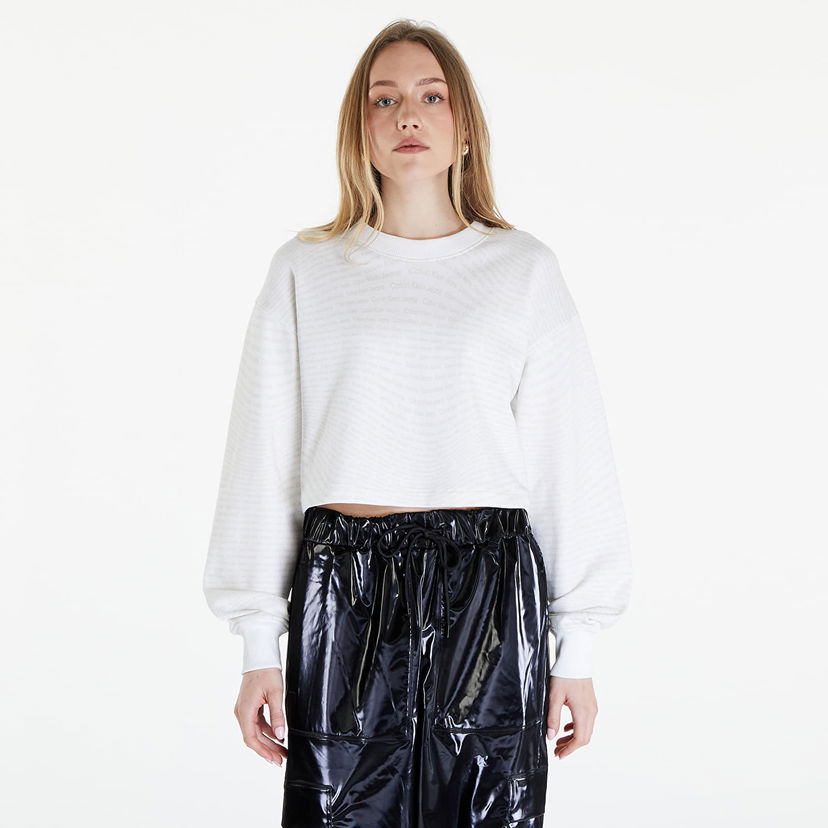 Huppari CALVIN KLEIN Jeans Logo Short Crewneck Warp Logo White Valkoinen | J20J223072 0K9