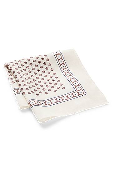 Huivi BOSS Digital Print Geometric Border Pocket Square Beige | 50551097, 1