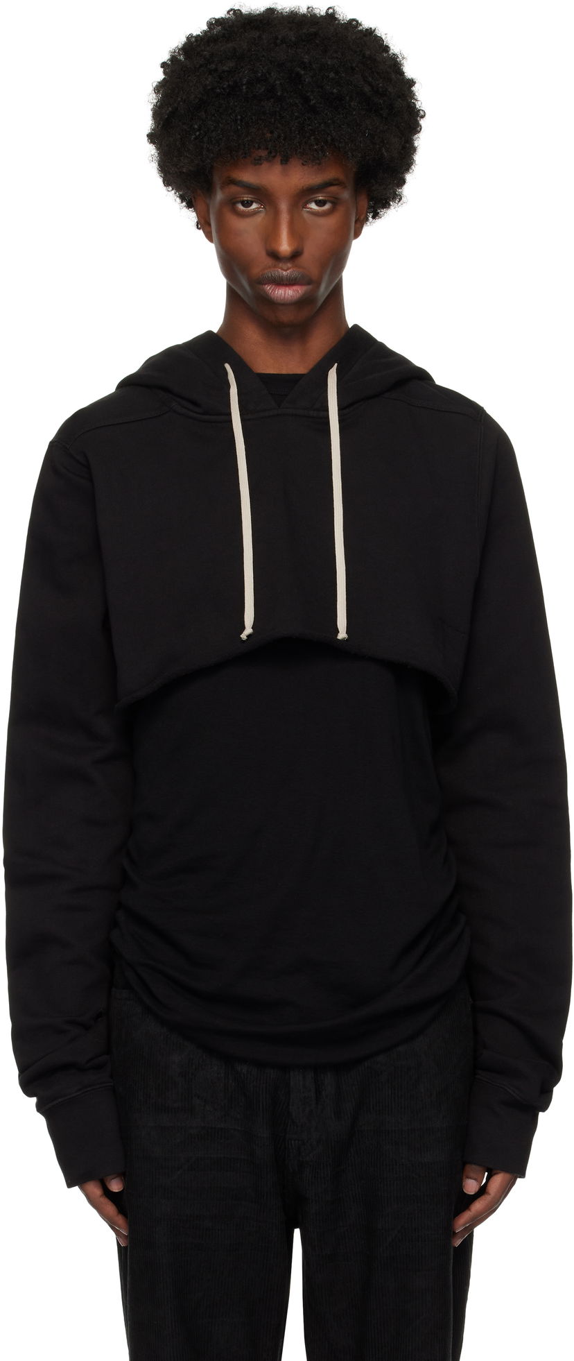 Huppari Rick Owens Porterville Cropped Hoodie Musta | DU02D2257 FP