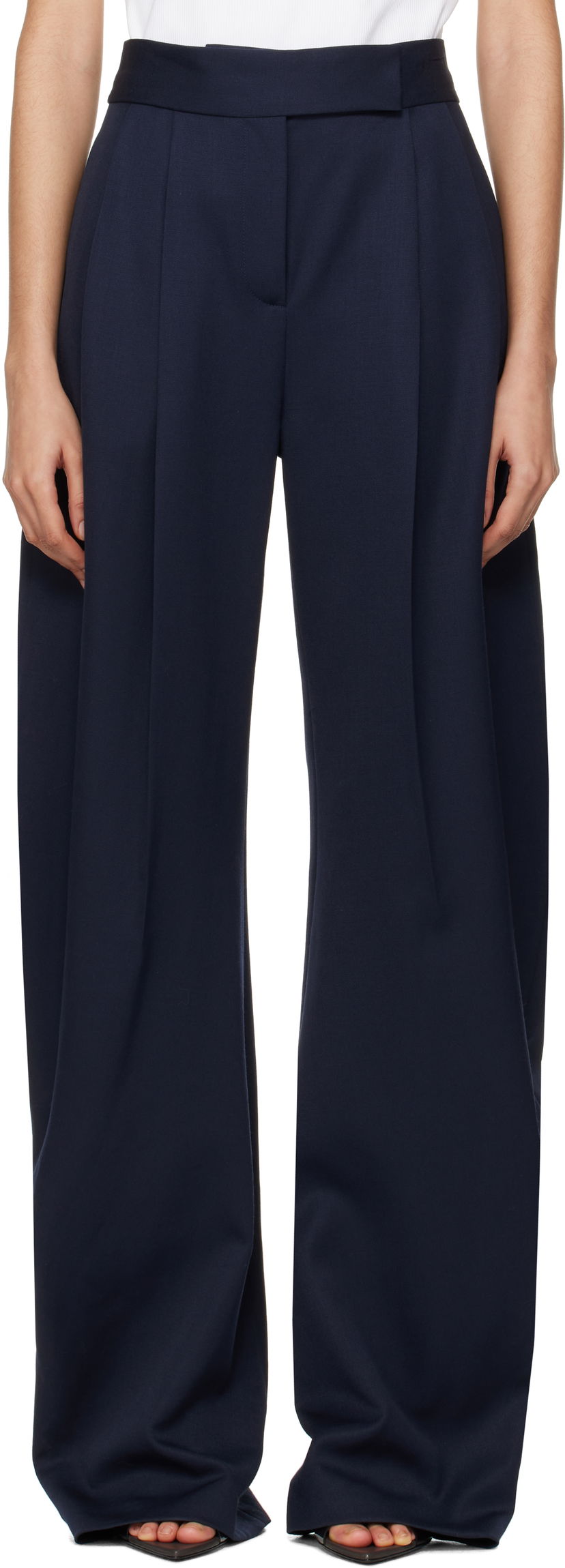 Housut The Attico Attico Long Pleated Trousers Tummansininen | 250WCP00102 WWW046AA