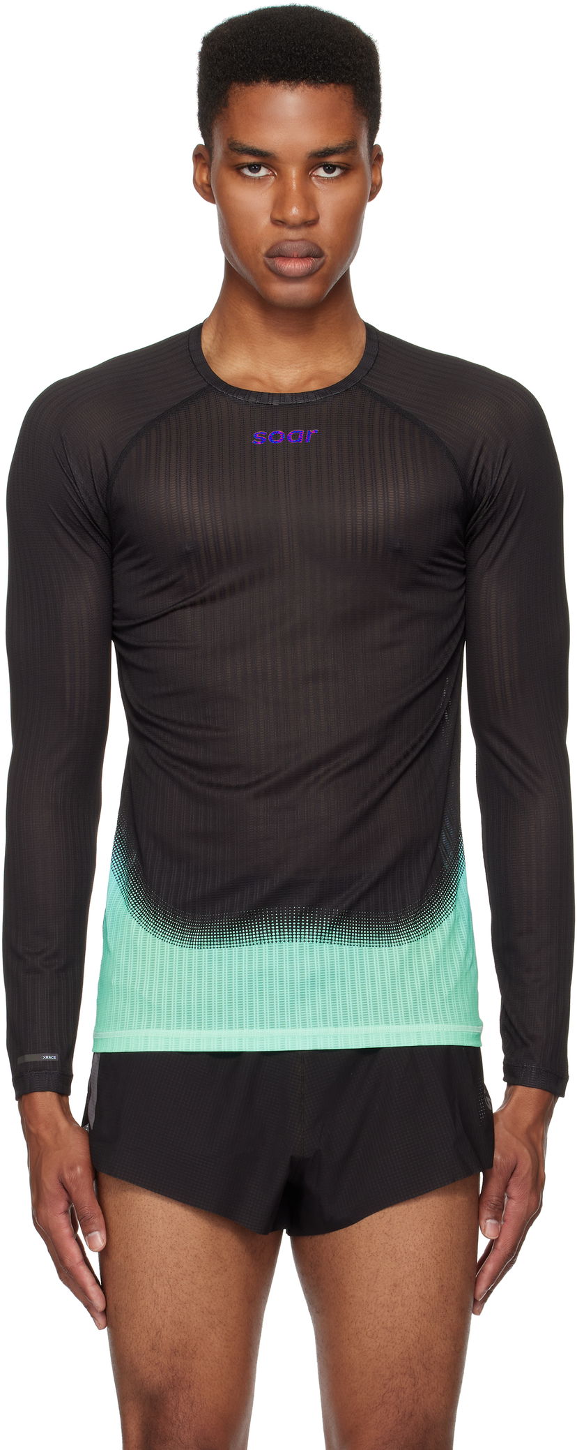 T-paita Soar Running Soar Running Race Base Layer T-Shirt Musta | SBL2M-BLK/BLU