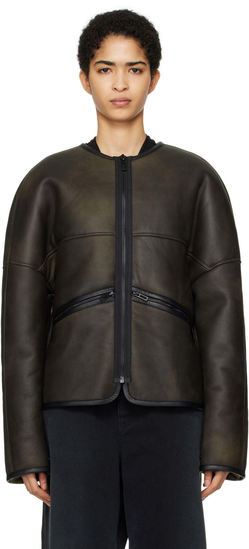 Takki 032C Shearling Leather Jacket Vihreä | F24-URL-1921-050-W