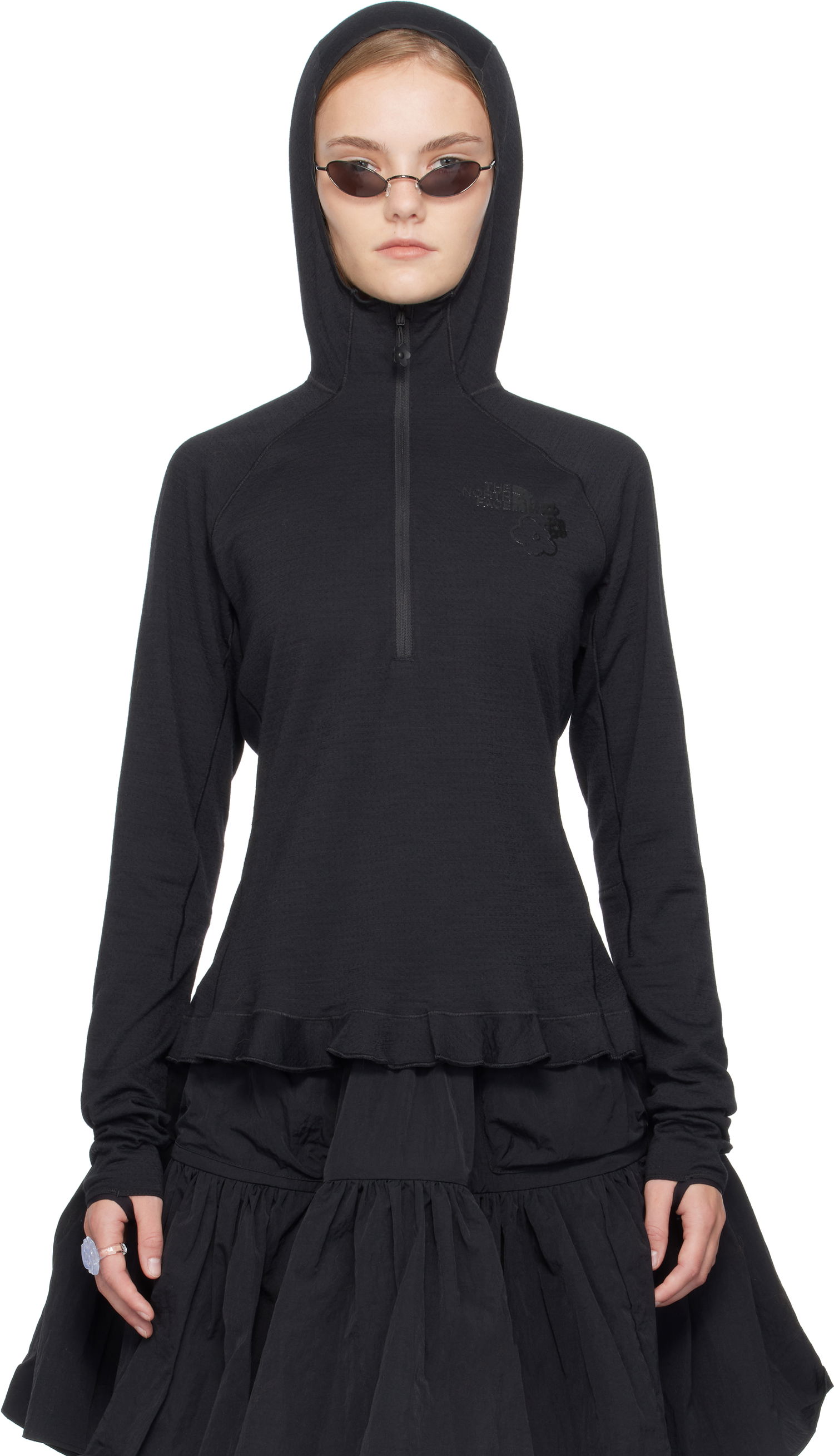 Huppari Cecilie Bahnsen Cecilie Bahnsen The North Face Edition Dotknit Wool Baselayer Hoodie Musta | NF0A8FAHJK3, 0
