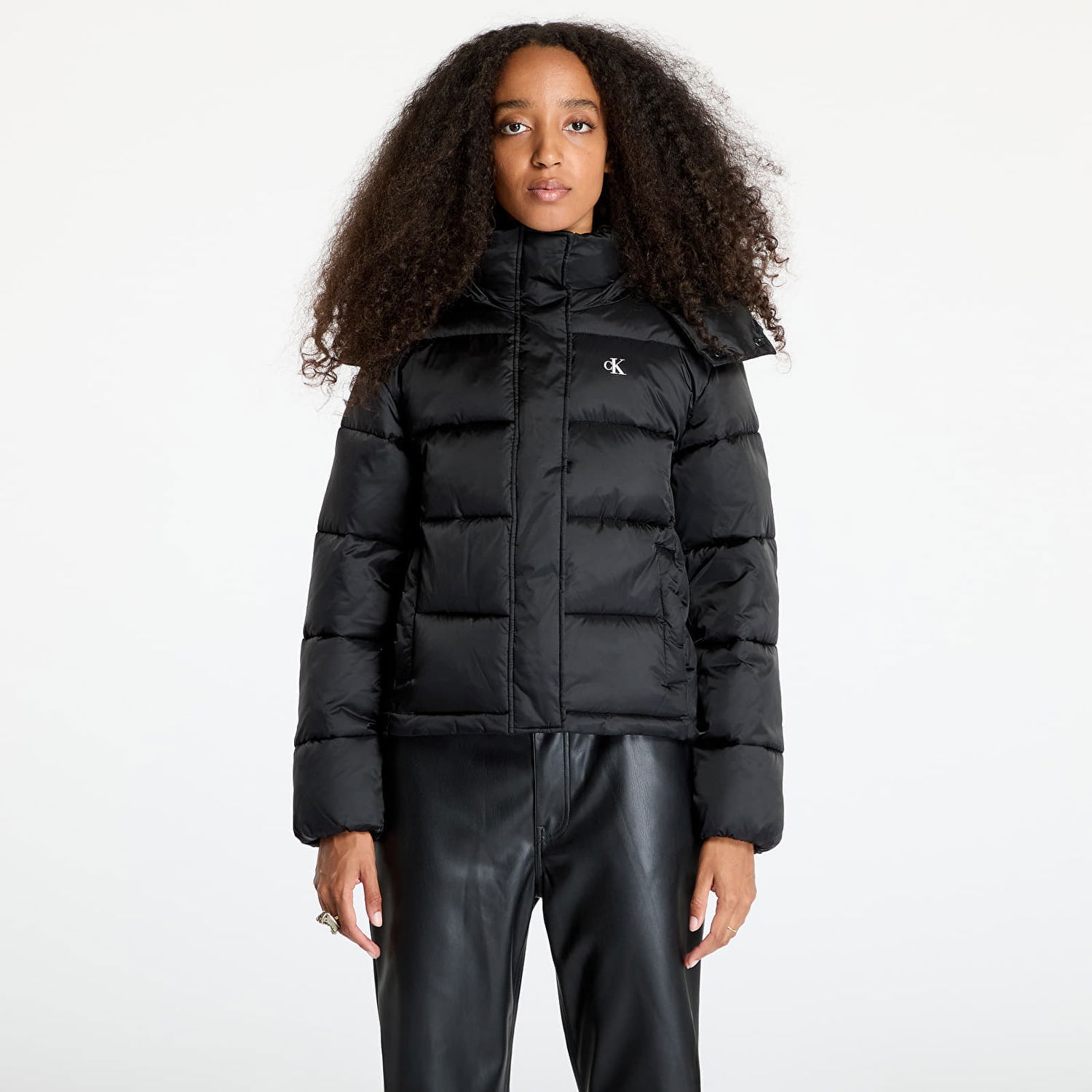 Puffer takki CALVIN KLEIN Shiny Monologo Jacket Musta | J20J224616 BEH, 1