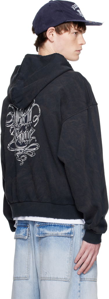 Huppari We11done We11done Gothic Logo Zip-Up Hoodie Musta | WD-TJ2-25-845-U-NV, 2