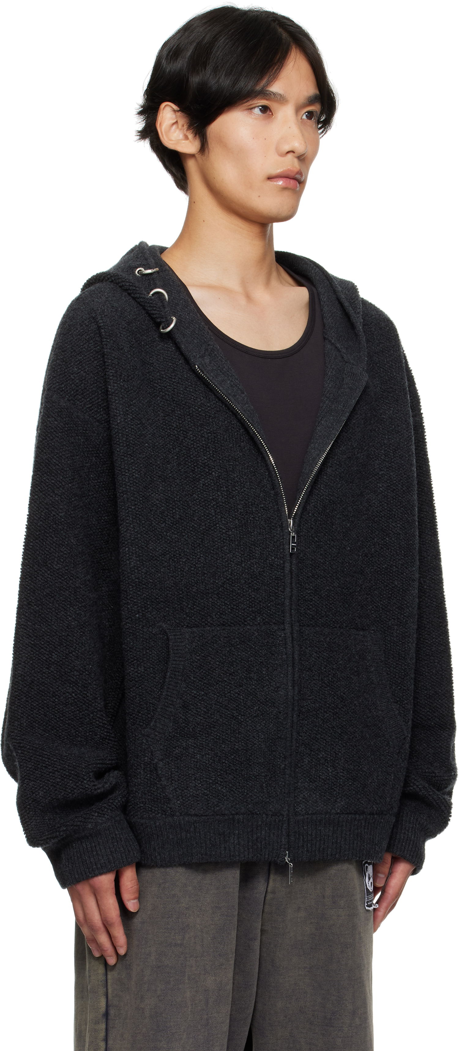 Huppari We11done We11done Bouclé Zip-Up Hoodie Harmaa | WD-KJ2-25-642-M-CH, 1