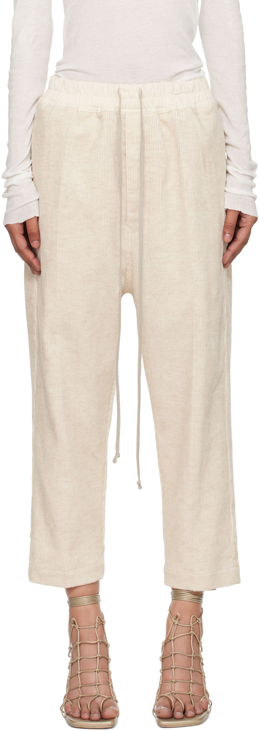 Housut Rick Owens Rick Owens Concordians Drawstring Astaires Trousers Beige | RP02E4303 MLC