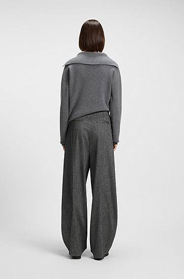 Housut BOSS Oversized-fit Trousers with Structured Stretch Fabric Harmaa | 50548212, 1