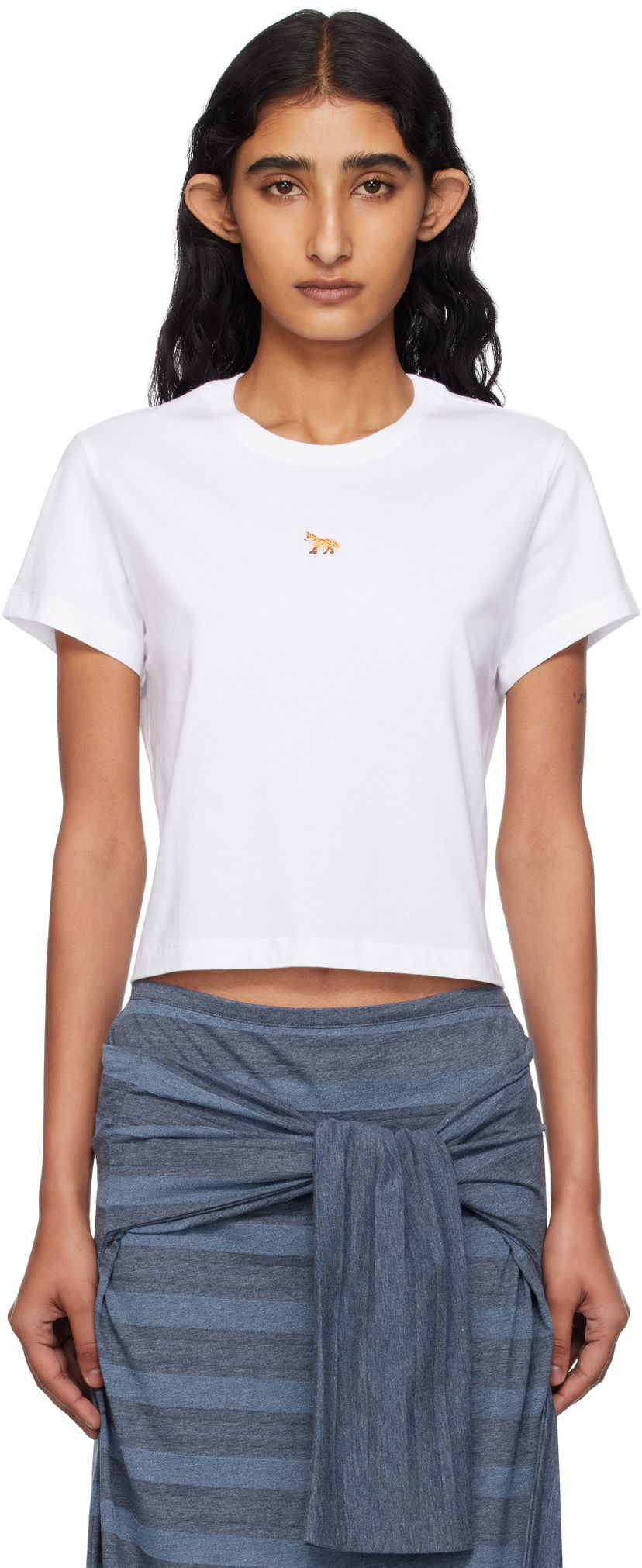 Crop top MAISON KITSUNÉ Maison Kitsuné Baby Fox Cropped T-Shirt Valkoinen | PW00111KJ7026