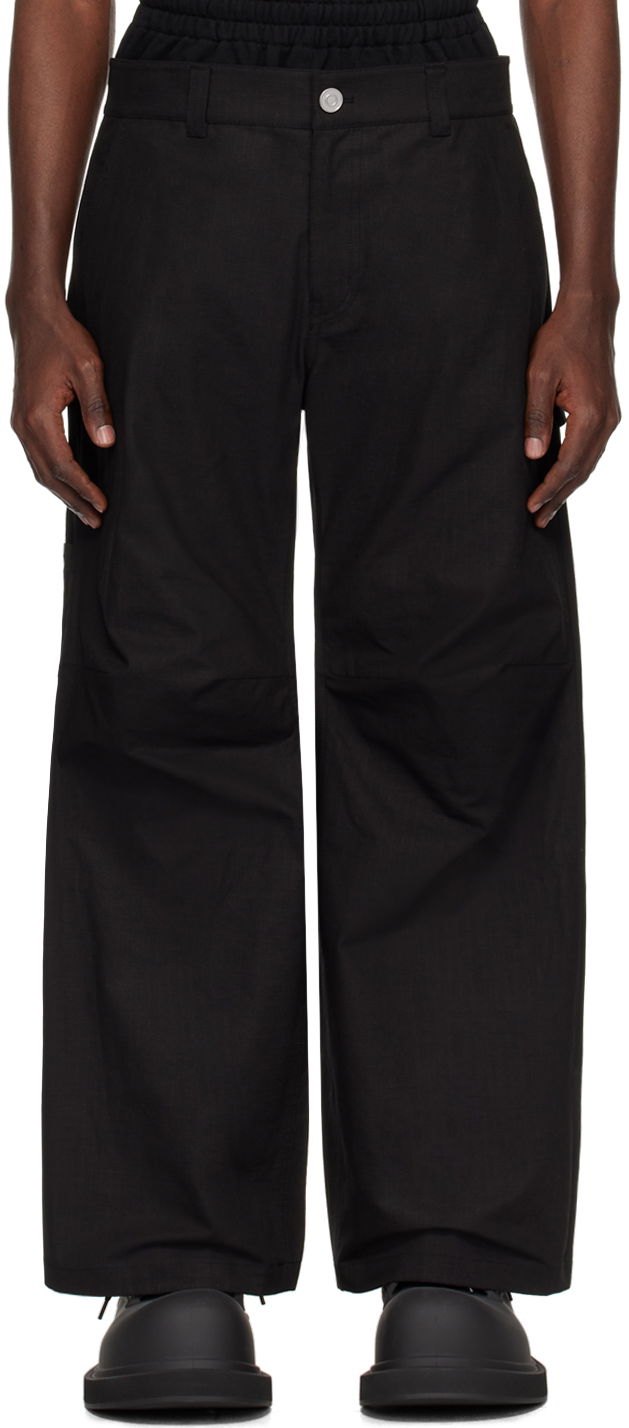 Cargo housut We11done Layered Trousers Musta | WD-PT1-24-318-M-BK