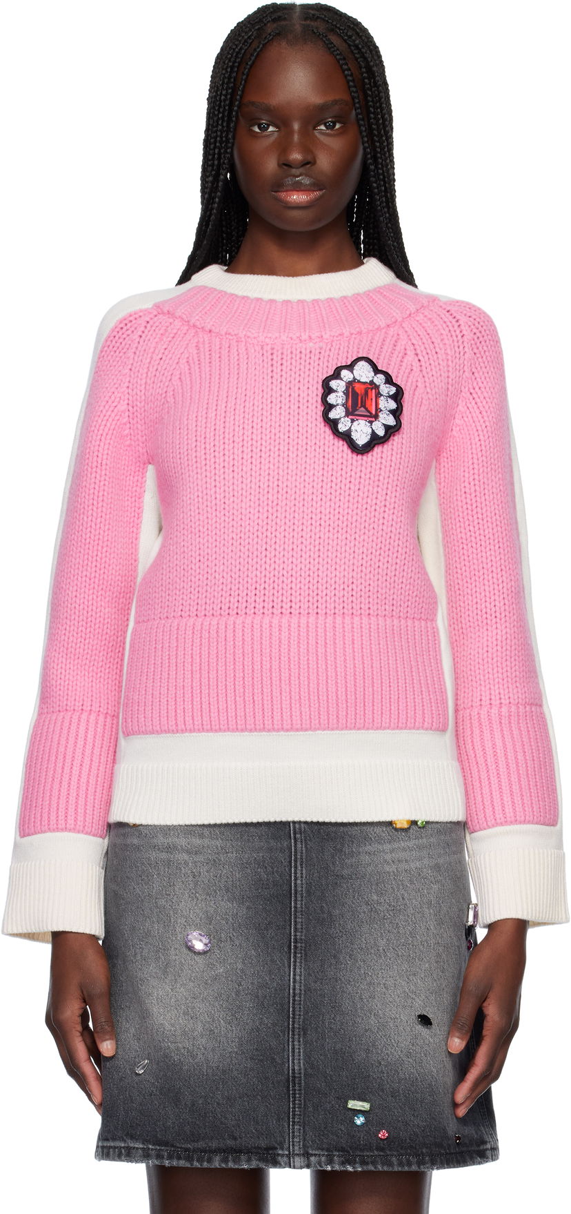 Villapaita Marc Jacobs Marc Jacobs Trompe L'oeil Knit Sweater Vaaleanpunainen | 2S5RTP002K25