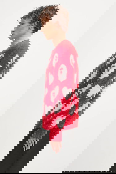 Villapaita BAPE A Bathing Ape I Love Bape Monogram Fuzzy Sweater Punainen | 1K80220006, 2