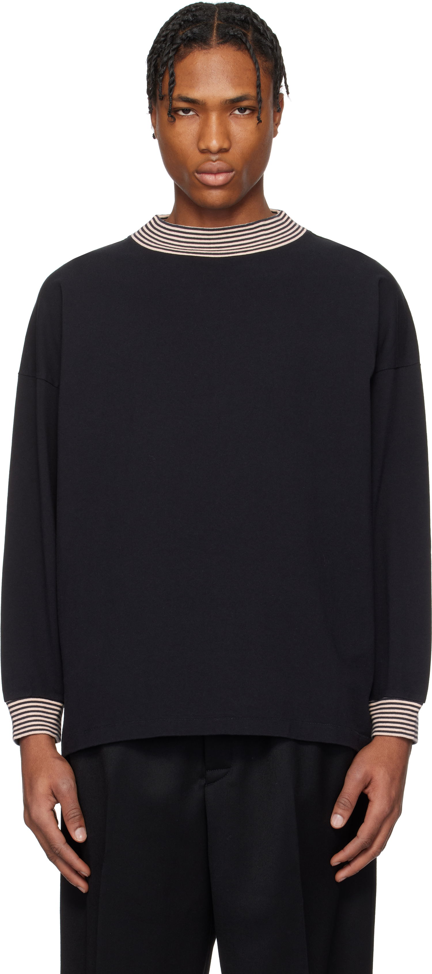 Villapaita Bode Bode Duotone Mockneck Top Musta | MRS25CS047, 0