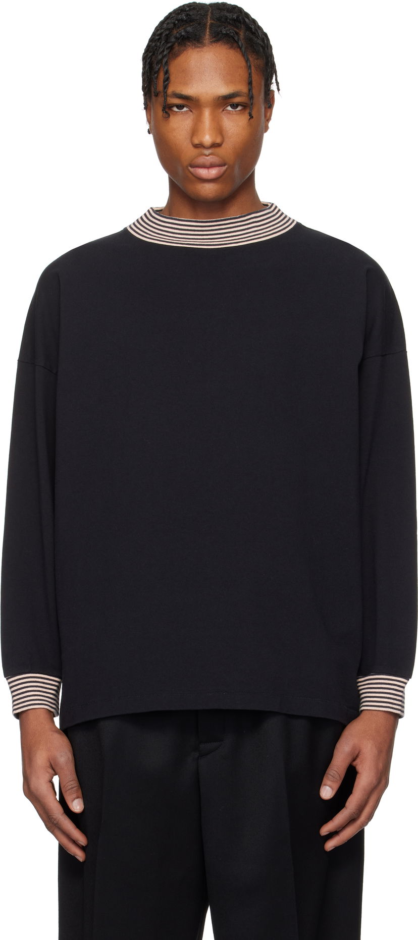 Villapaita Bode Bode Duotone Mockneck Top Musta | MRS25CS047