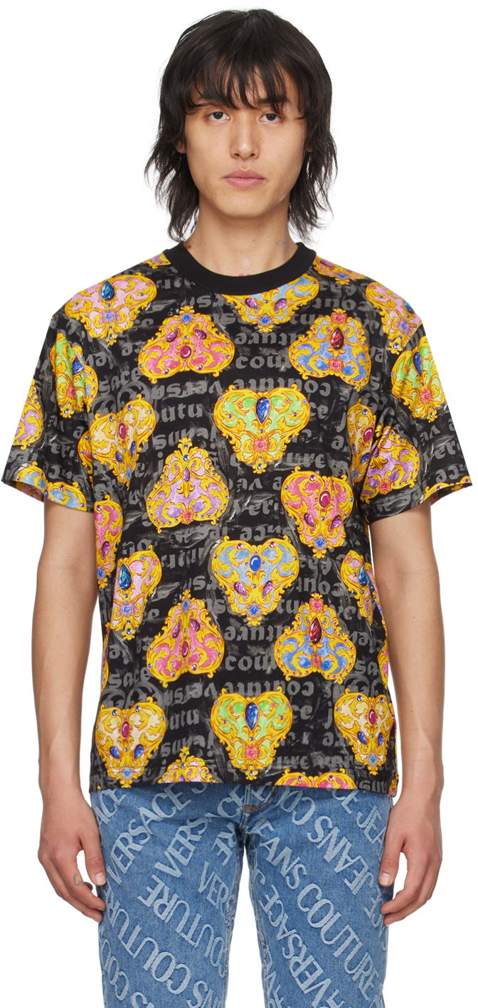T-paita Versace Jeans Couture Printed T-Shirt Musta | E76GAH6R0_EJS338