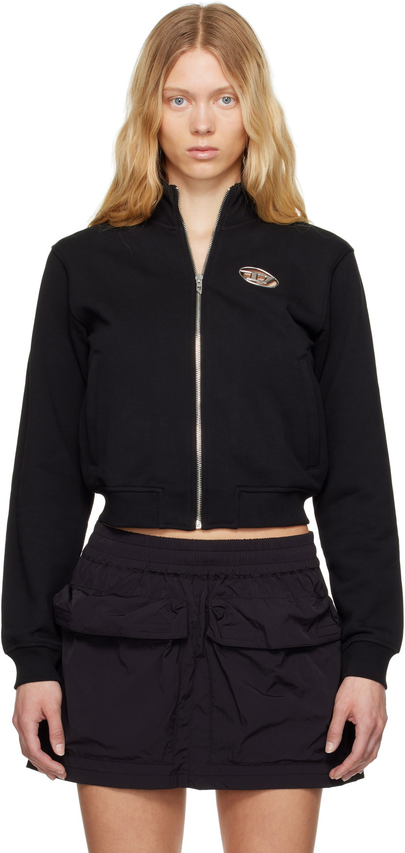 Huppari Diesel Diesel F-Flacin Cropped Track Jacket Musta | A16842 0BMBJ