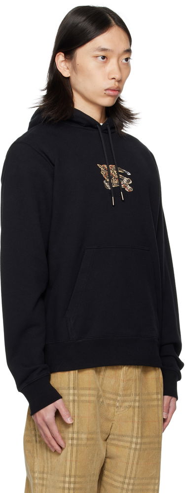 Huppari Burberry Burberry Cotton Hoodie with Equestrian Knight Design Musta | 8116060, 1