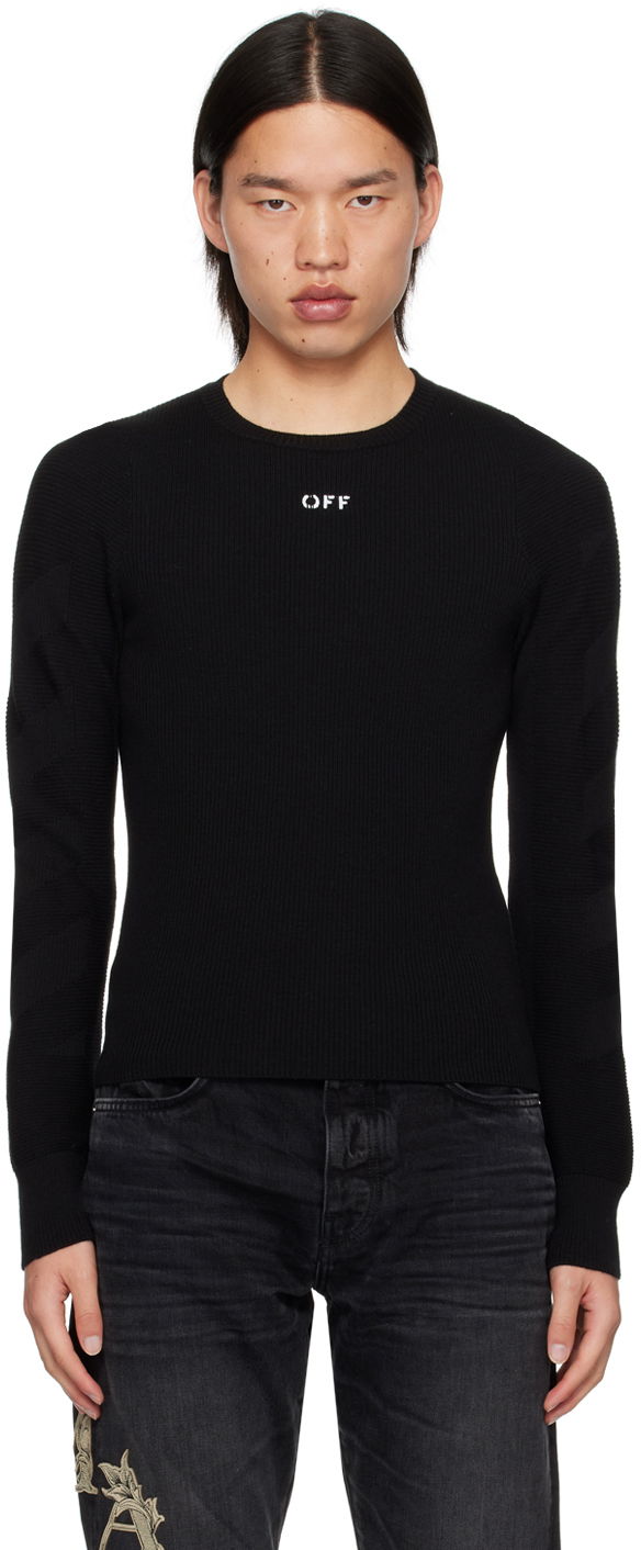 Villapaita Off-White Black Diags Sweater Musta | OMHE171C99KNI0041010