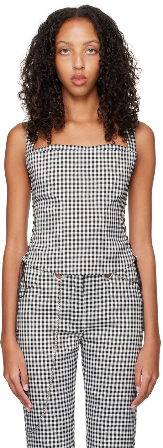 Tankkitoppi Miaou Miaou Vallois Gingham Corset Top Musta | 7061GINOND