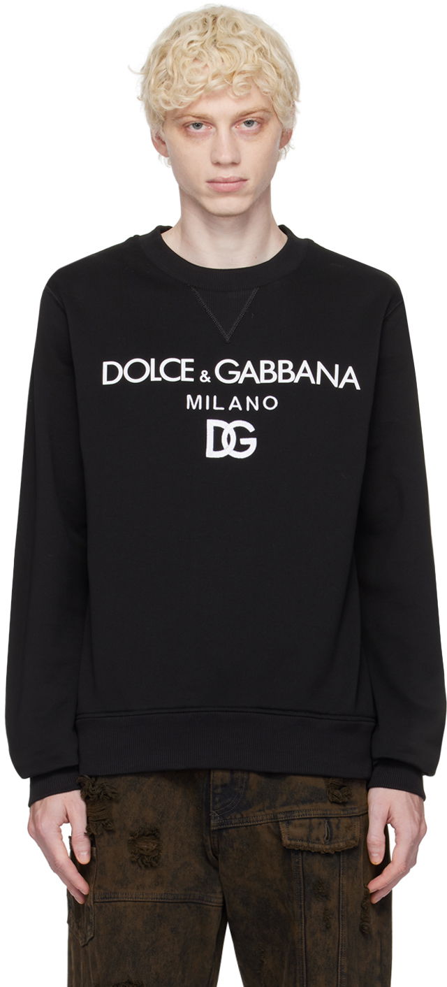 Huppari Dolce & Gabbana Black Embroidered Sweatshirt Musta | G9ACGZFU7DU