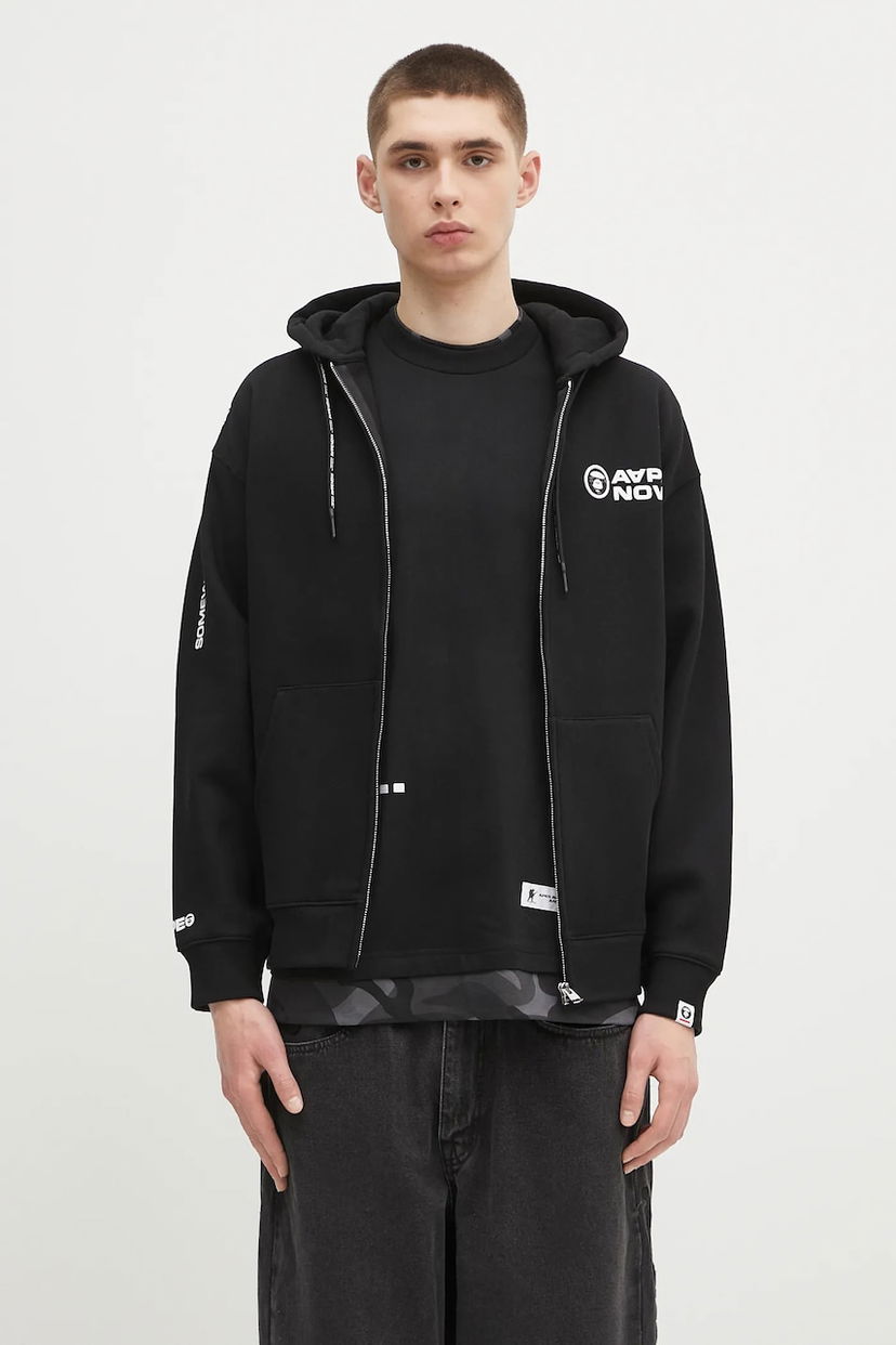Huppari AAPE by A Bathing Ape AAPE Now Zip Up Hoodie Musta | AAPSWMB327XXN