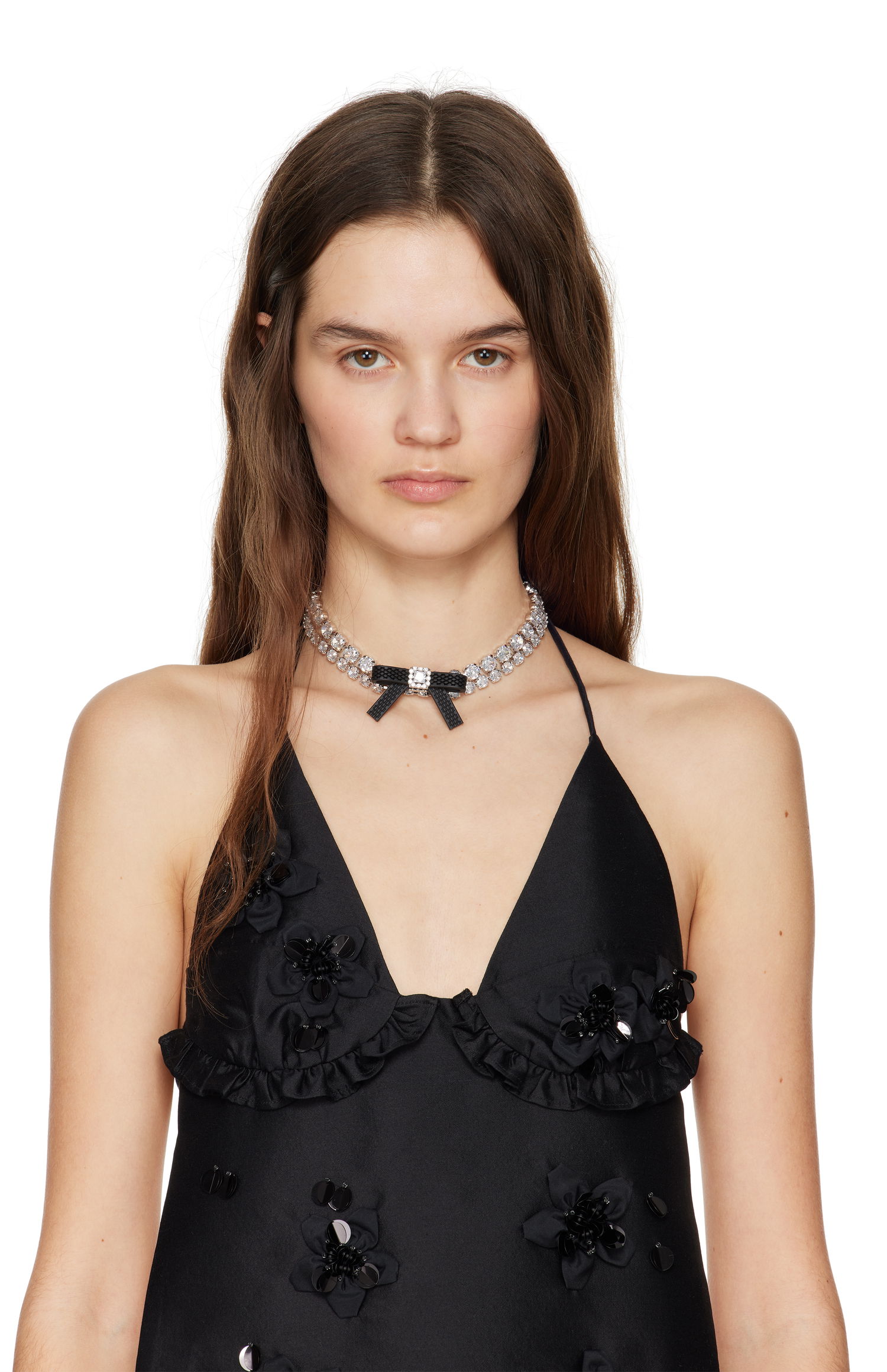 Kaulakoru SHUSHU/TONG SHUSHU/TONG YVMIN Edition Rubber Bow Gemstone Choker Metallinen | 21375BLK00NN, 1